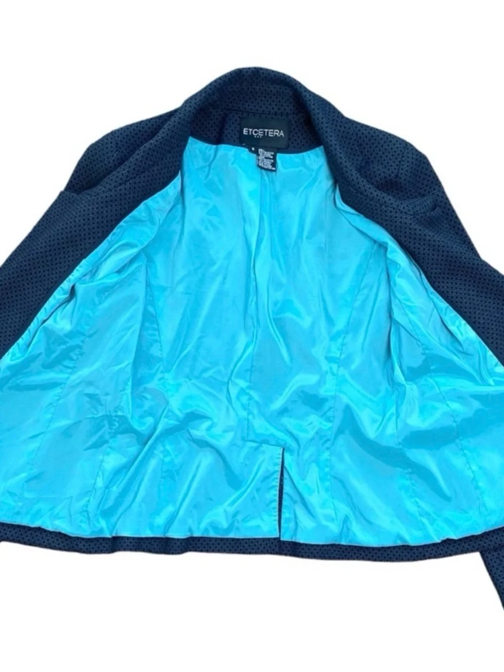 Etcetera Navy Micro-Print Blazer with Turquoise Lining